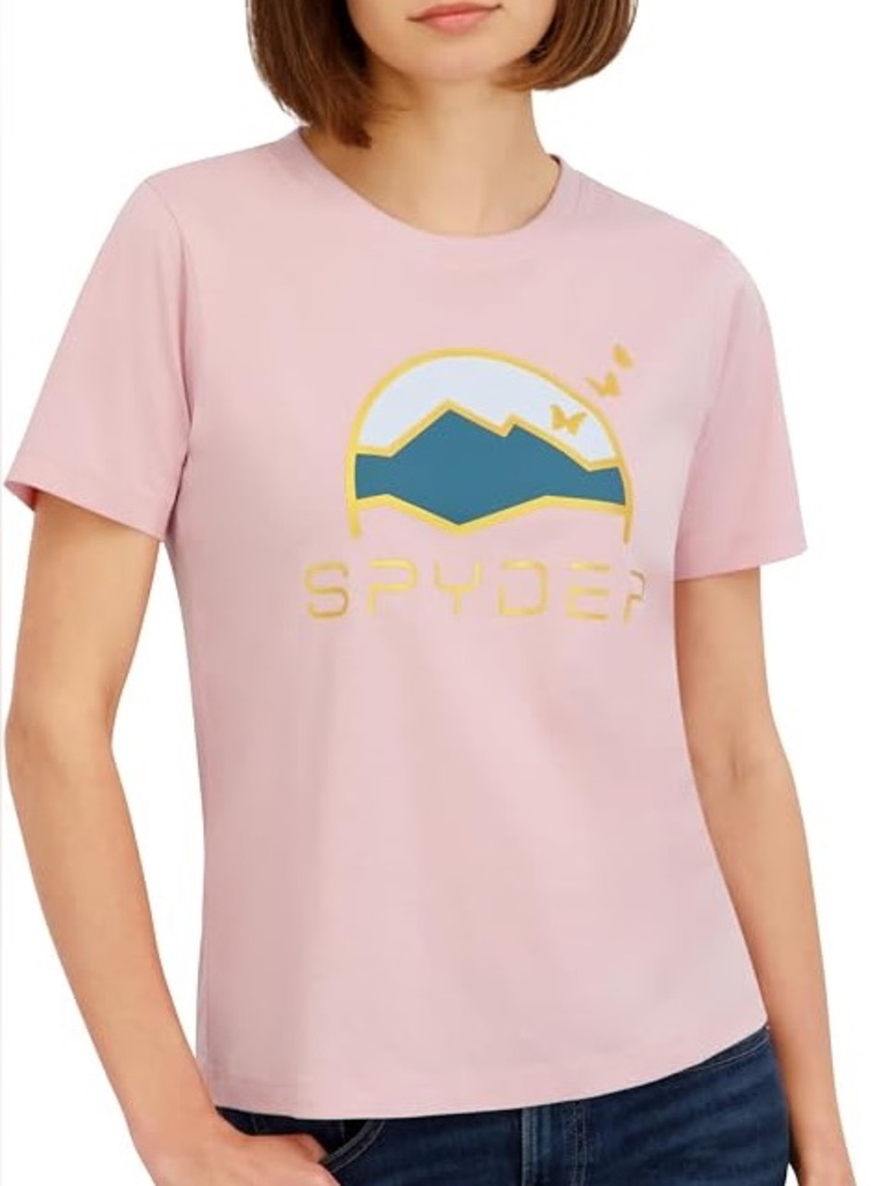 Spyder Pink Tee with Mountain Graphic